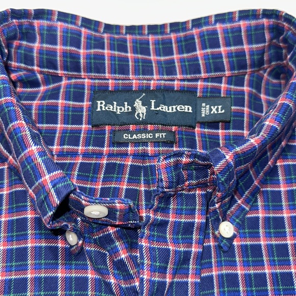 Ralph Lauren Classic Fit Plaid Button Up Shirt. 100% Cotton. Size X-Large. - Picture 2 of 9